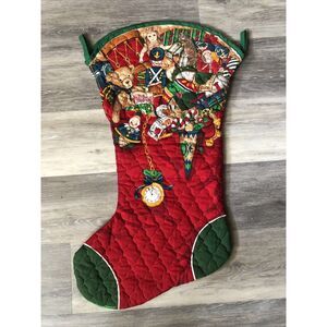 Christmas Stocking Cranston Large  Handmade Cotton Quilted 30 X 15. Vintage